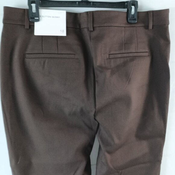 Ann Taylor LOFT Pants 16 Brown Sutton Skinny Curvy Fit Stretch Flat Front NWT - Picture 6 of 9